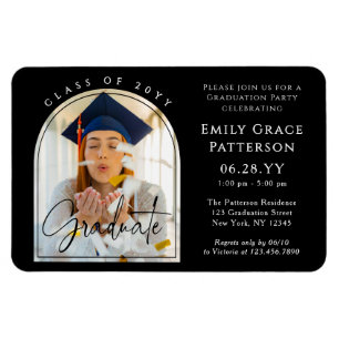 Foto Modern Arch Graduate Script Graduate Party Magnet