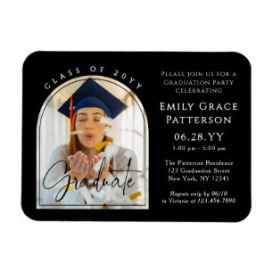 Foto Modern Arch Graduate Script Graduate Party Magnet