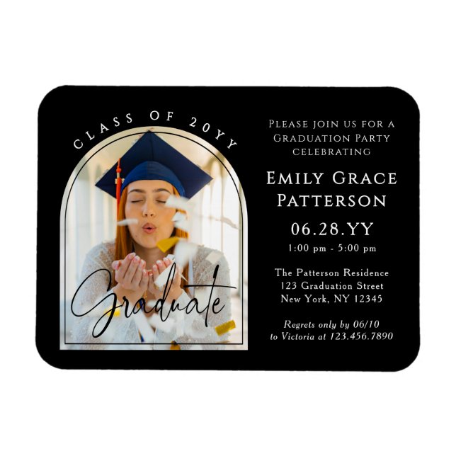 Foto Modern Arch Graduate Script Graduate Party Magnet (Horizontal)