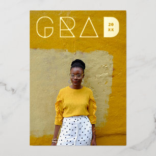 Foto Modern Grad Letters Gold Foil Abschluss Folieneinladung