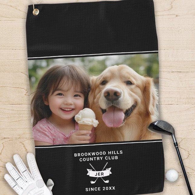 Foto Modern Monogram Initials Golfer Club Name Golfhandtuch (Von Creator hochgeladen)