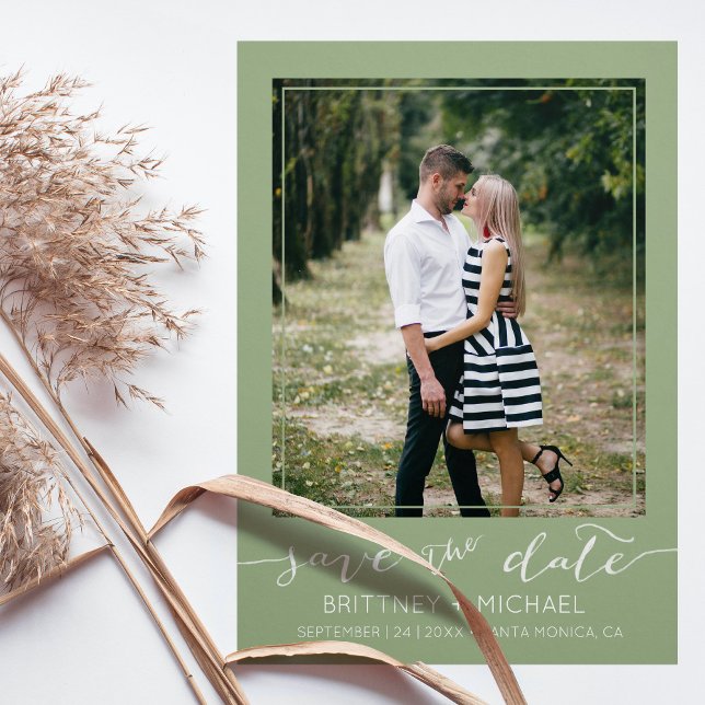Foto Modern Sage Green Save the Date (Von Creator hochgeladen)