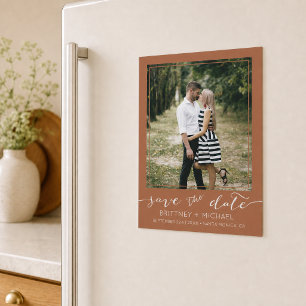 Foto Modern Save the Date Terracotta Magnetkarte
