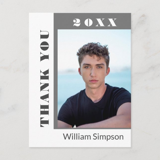 FOTO Modern Simple Abschluss Vielen Dank ankündige Ankündigungspostkarte (Vorderseite)