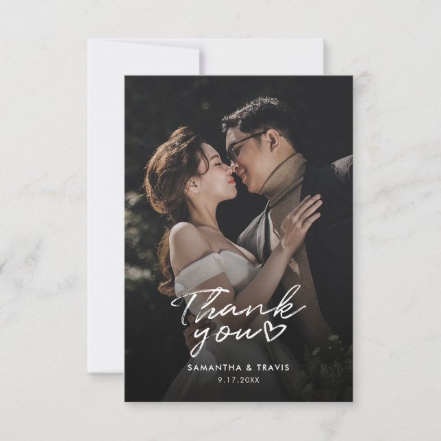 Foto Modern Wedding Dankeschön Card (Vorderseite)