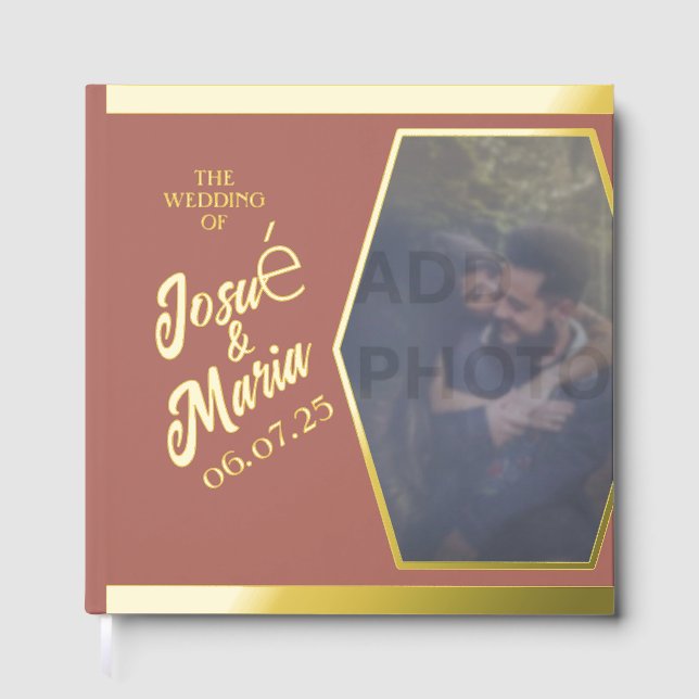 Foto Modern Wedding Foil Gästebuch hinzufügen (Vorderseite)