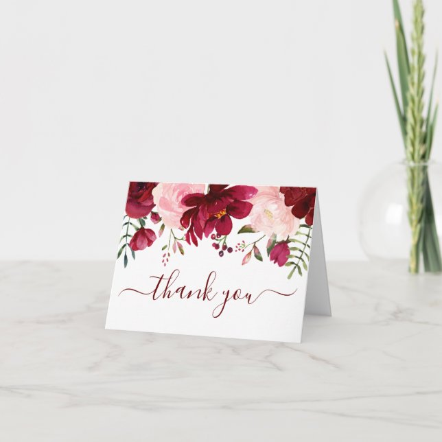 Foto Moderne Aquarellblütendusche Kinderdusche Dan Dankeskarte (Vorderseite)