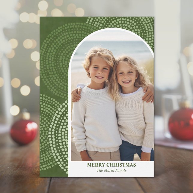 Foto moderne Bögen Frohe Weihnachten Abstrakte Kre (Modern, Minimal Holiday Card with Photo)