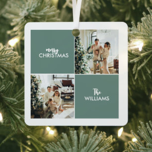Foto Moderne Collage Aquamarine Weihnachten Ornament Aus Metall