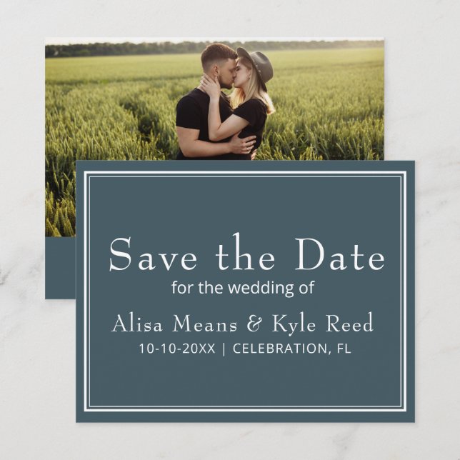 Foto Moderne Grenzen Minimalistisch Blau Save the  (Vorne/Hinten)