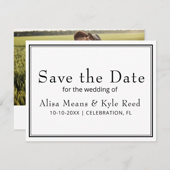 Foto Moderne Grenzen Save the Date Minimalistisch (Vorne/Hinten)