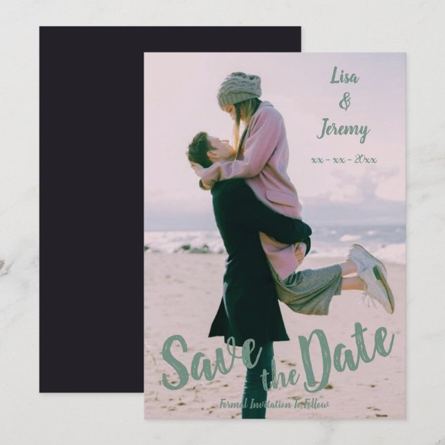 Foto Moderne Hochzeit der Verlobung Einladung (Vorne/Hinten)