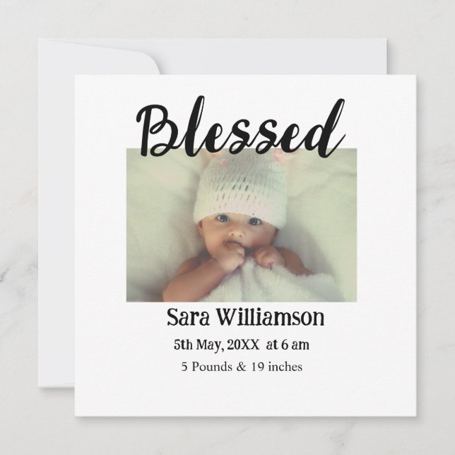 Foto Moderne Mindest-Geburtsankündigungskarte Ankündigung (Vorderseite)