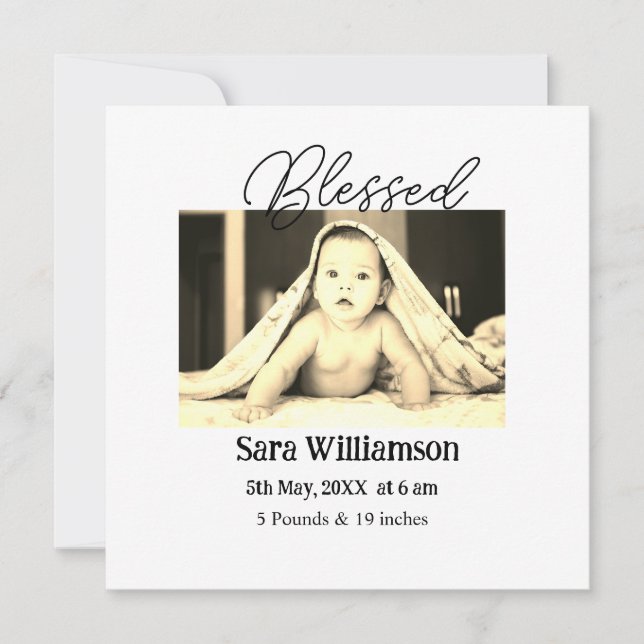 Foto Moderne Mindest-Geburtsankündigungskarte Ankündigung (Vorderseite)