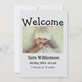 Foto Moderne Mindest-Geburtsankündigungskarte Ankündigung