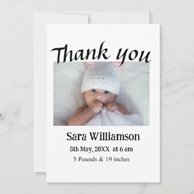 Foto Moderne Mindest-Geburtsankündigungskarte Ankündigung (Vorderseite)