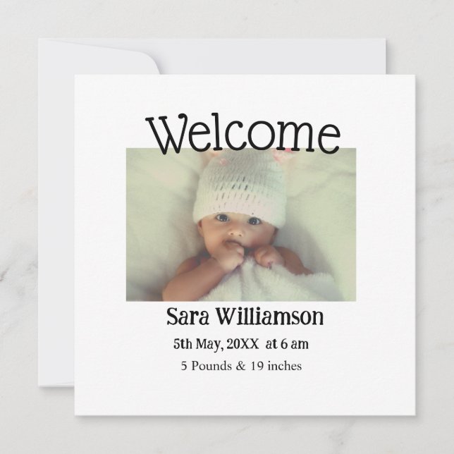 Foto Moderne Mindest-Geburtsankündigungskarte Ankündigung (Vorderseite)