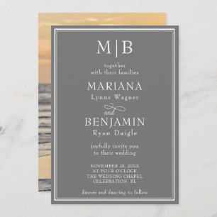 Foto Moderne Minimalistische Boho Gray Wedding Einladung