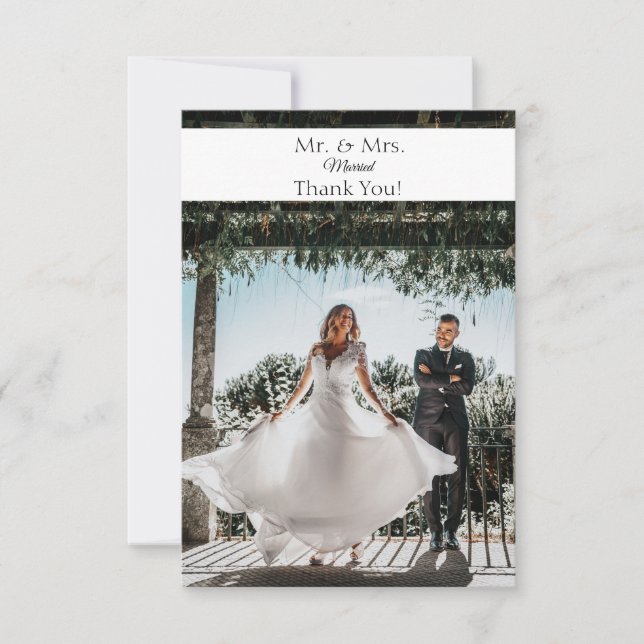 Foto Moderne Minimalistische Hochzeit Dankeschön K RSVP Karte (Vorderseite)