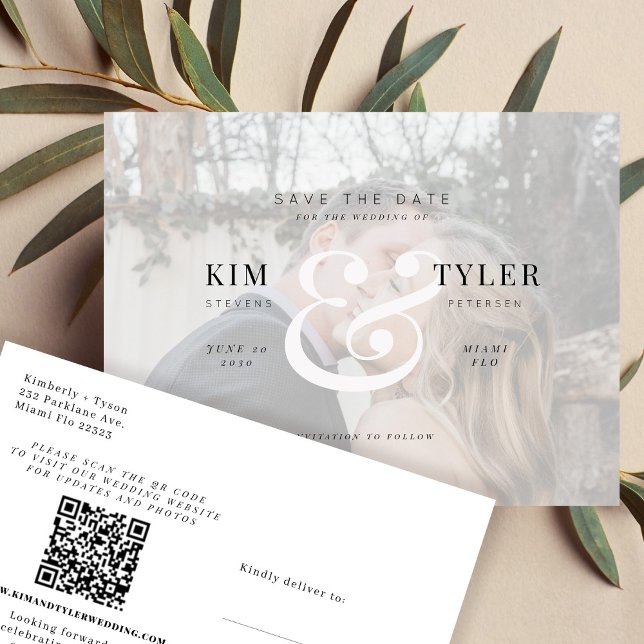 Foto Moderne QR CODE Hochzeit speichern das Datum Ankündigungspostkarte (Von Creator hochgeladen)