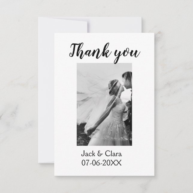 Foto Moderne, schlichte Hochzeit danke (Vorderseite)