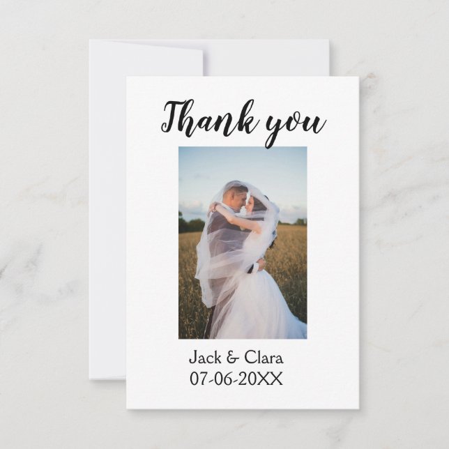 Foto Moderne, schlichte Hochzeit danke (Vorderseite)