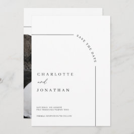 Foto Moderne Schwarz-Weiß-Hochzeit Save The Date