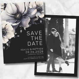 Foto Moderne Schwarze Flora Hochzeit Save The Date