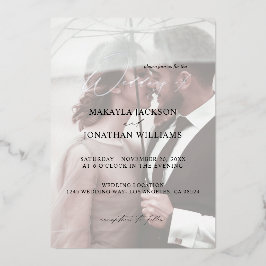 Foto Moderne vertikale 4 Hochzeiten Folieneinladung