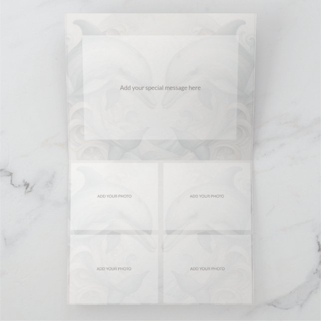 Foto Moderne Whimsy-Dolphin-Hochzeit Dankeskarte (Innenseite)