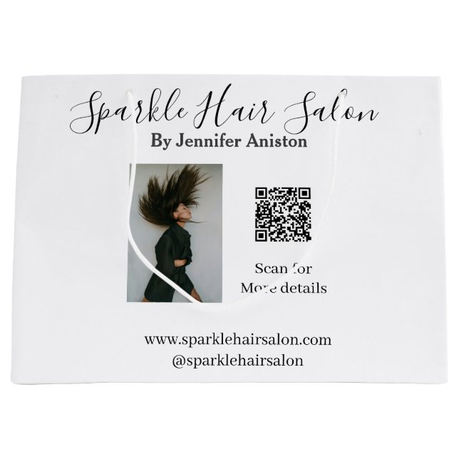 Foto Moderner Friseursalon Kleinunternehmen QR-Cod Große Geschenktüte (Vorderseite)