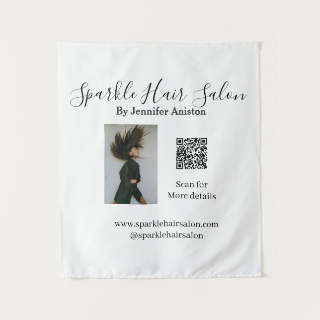 Foto Moderner Friseursalon Kleinunternehmen QR-Cod Wandteppich (Vorderseite)
