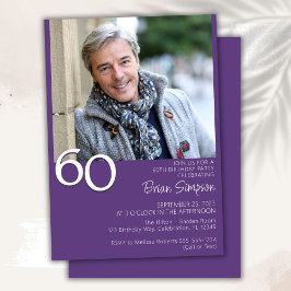 Foto Modernes Minimalistisches Lila 60. Geburtstag Einladung