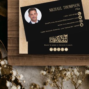 Foto Modernes Professionelles QR-Code Schwarz und Visitenkarte