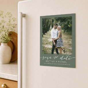 Foto Modernes Save the Date dunkles Blatt Magnetkarte