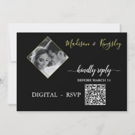 Foto Monogram Edgy Black Fab DIGITAL RSVP CARD Einladung