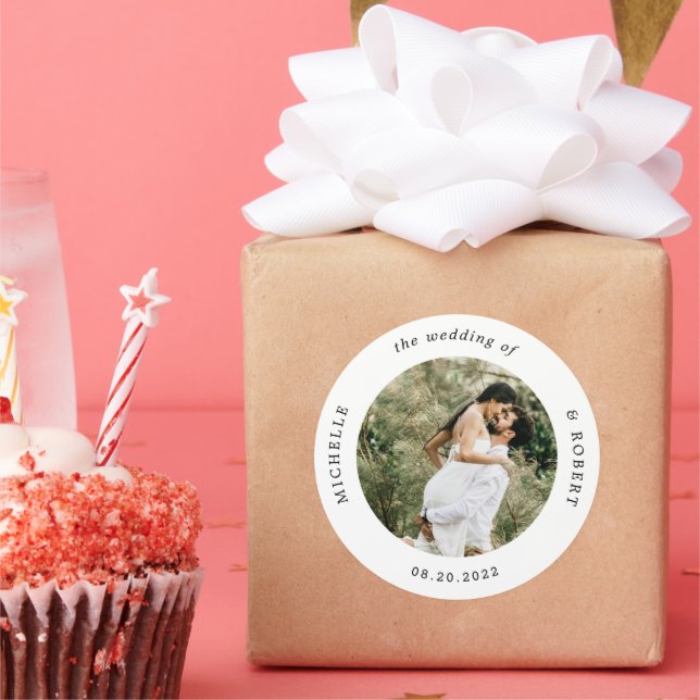 Foto-Monogramm-Hochzeit Runder Aufkleber (Party)