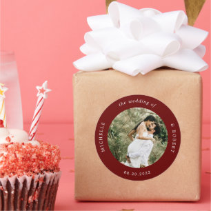 Foto-Monogramm-Hochzeit Runder Aufkleber