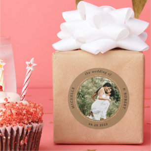 Foto-Monogramm-Hochzeit Runder Aufkleber
