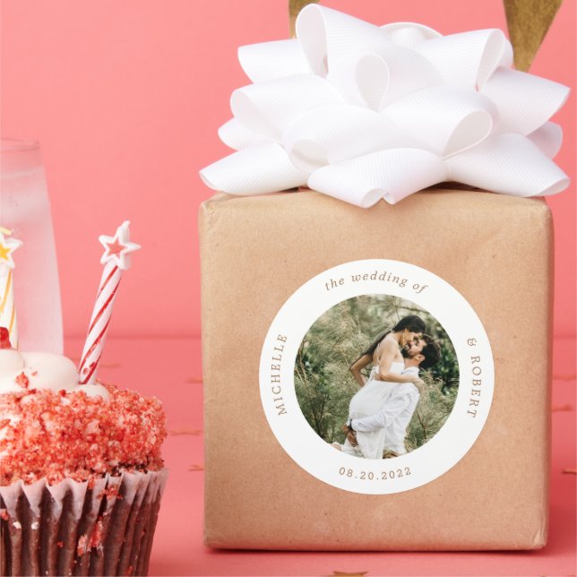 Foto Monogramm Hochzeitsklassiker Rundstock Runder Aufkleber (Party)