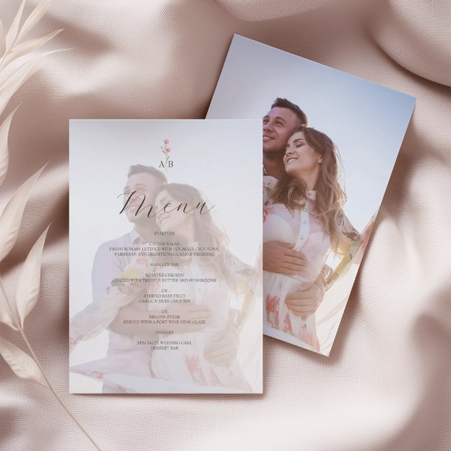 Foto-Monogramm Hochzeitsmenü Menükarte (Von Creator hochgeladen)