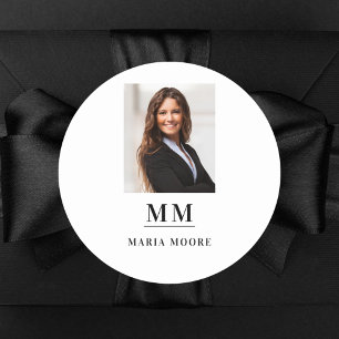 Foto Monogramm Markennamen Runder Aufkleber