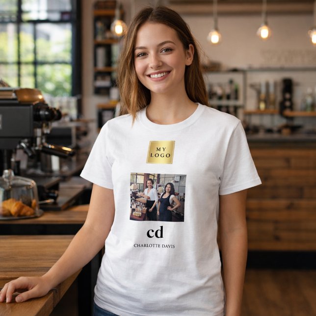Foto-Monogramm-Name-Logo-Geschäft T-Shirt (Von Creator hochgeladen)