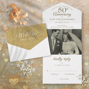 Foto-Monogramm zum 50. Hochzeitstag All In One Einladung
