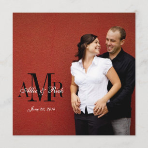 Foto-Monogrammzebra-Hochzeits-Einladungen ziehen Einladung