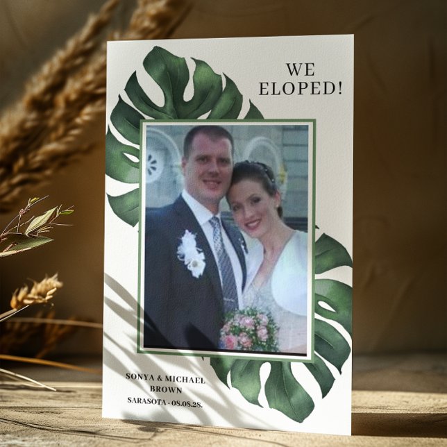 Foto Monstera Wir haben Hochzeitsankündigung veröf Einladung (Von Creator hochgeladen)