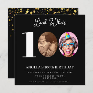 Foto Montage Geburtstagsparty 100 Jahre alt Einladung