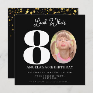 Foto Montage Geburtstagsparty 80 Jahre alt Einladung