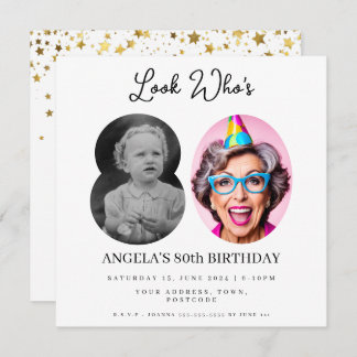 Foto Montage Geburtstagsparty 80 Jahre alt Einladung