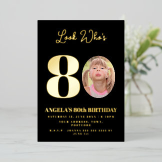 Foto Montage Geburtstagsparty 80 Jahre alt Folieneinladung